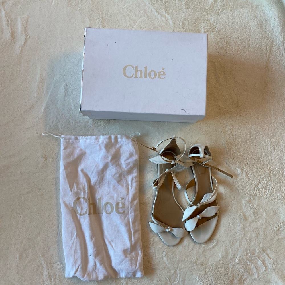 White Bow Chloe Sandals Barely Worn (in Box)